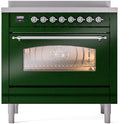 ILVE Nostalgie II 36-Inch Freestanding Electric Induction Range in Emerald Green with Chrome Trim (UPI366NMPEGC)