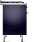 ILVE Nostalgie II 40-Inch Dual Fuel Freestanding Range with Removable Griddle in Midnight Blue with Brass Trim (UPD40FNMPMBG)
