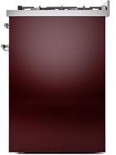 ILVE Nostalgie II 30-Inch Dual Fuel Freestanding Range in Burgundy with Chrome Trim (UP30NMPBUC)