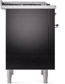 ILVE Nostalgie II 36-Inch Dual Fuel Freestanding Range with Removable Griddle in Glossy Black with Chrome Trim (UP36FNMPBKC)