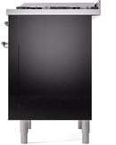 ILVE Nostalgie II 36-Inch Dual Fuel Freestanding Range with Removable Griddle in Glossy Black with Chrome Trim (UP36FNMPBKC)