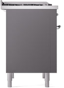 ILVE Nostalgie II 36-Inch Dual Fuel Freestanding Range with Removable Griddle in Matte Graphite with Chrome Trim (UP36FNMPMGC)