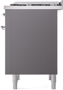 ILVE Nostalgie II 36-Inch Dual Fuel Freestanding Range with Removable Griddle in Matte Graphite with Chrome Trim (UP36FNMPMGC)