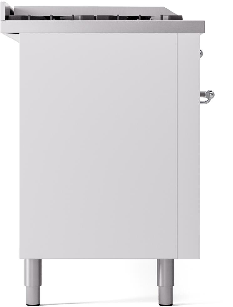 ILVE Nostalgie II 60-Inch Dual Fuel Freestanding Range with Removable Griddle in White with Chrome Trim (UP60FSNMPWHC)