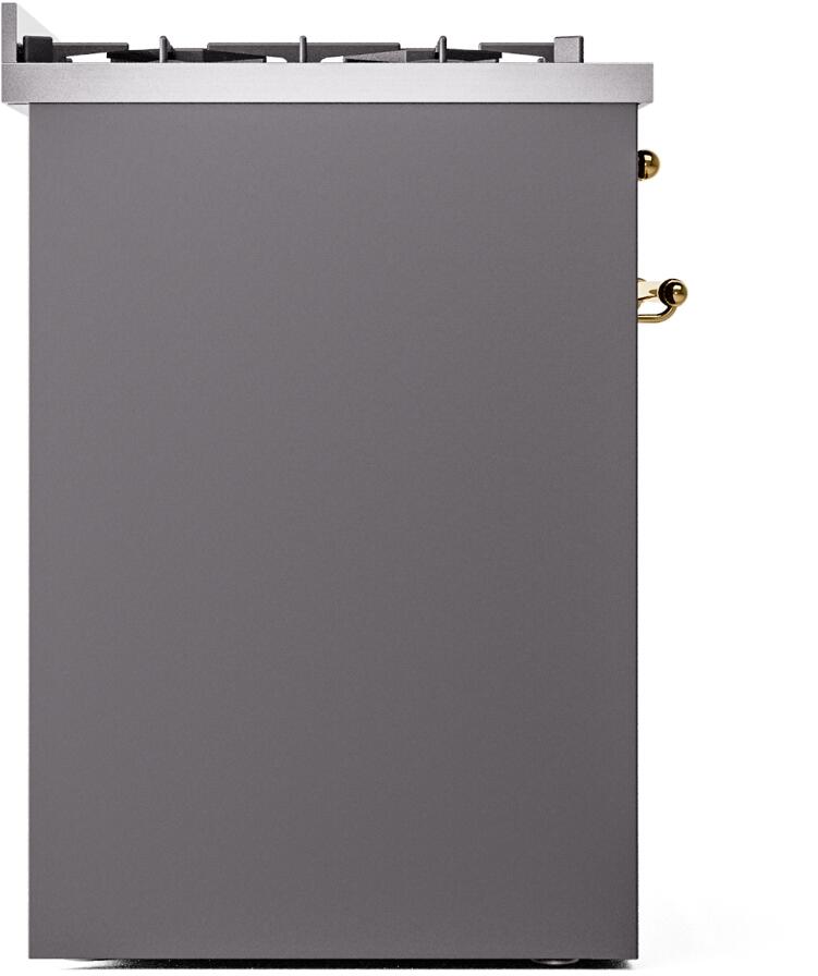 ILVE Nostalgie II 30-Inch Dual Fuel Freestanding Range in Matte Graphite with Brass Trim (UP30NMPMGG)