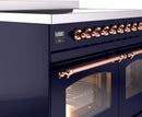 ILVE Nostalgie II 40-Inch Freestanding Electric Induction Range in Midnight Blue with Copper Trim (UPDI406NMPMBP)