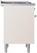 ILVE Nostalgie II 36-Inch Dual Fuel Freestanding Range with Removable Griddle in Antique White with Chrome Trim (UP36FNMPAWC)
