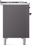ILVE Nostalgie II 48-Inch Dual Fuel Freestanding Range with Removable Griddle in Matte Graphite with Bronze Trim (UP48FNMPMGB)