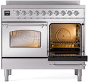 ILVE Nostalgie II 40-Inch Freestanding Electric Induction Range in Stainless Steel with Chrome Trim (UPDI406NMPSSC)