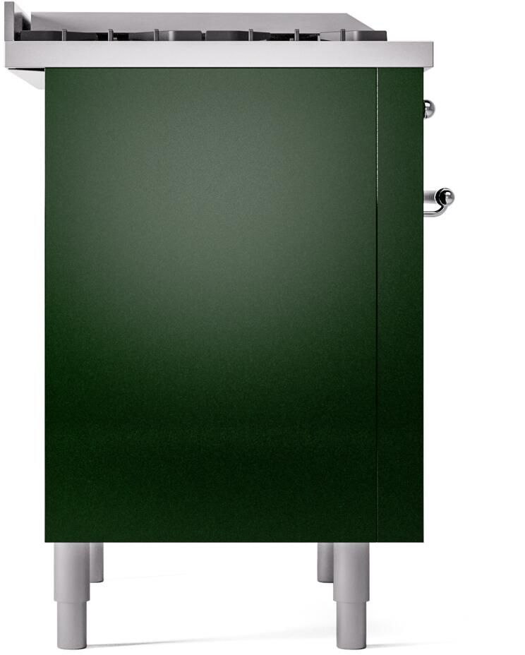 ILVE Nostalgie II 36-Inch Dual Fuel Freestanding Range  with Removable Griddle in Emerald Green with Chrome Trim (UP36FNMPEGC)