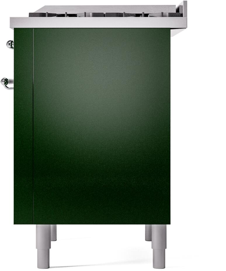 ILVE Nostalgie II 36-Inch Dual Fuel Freestanding Range  with Removable Griddle in Emerald Green with Chrome Trim (UP36FNMPEGC)