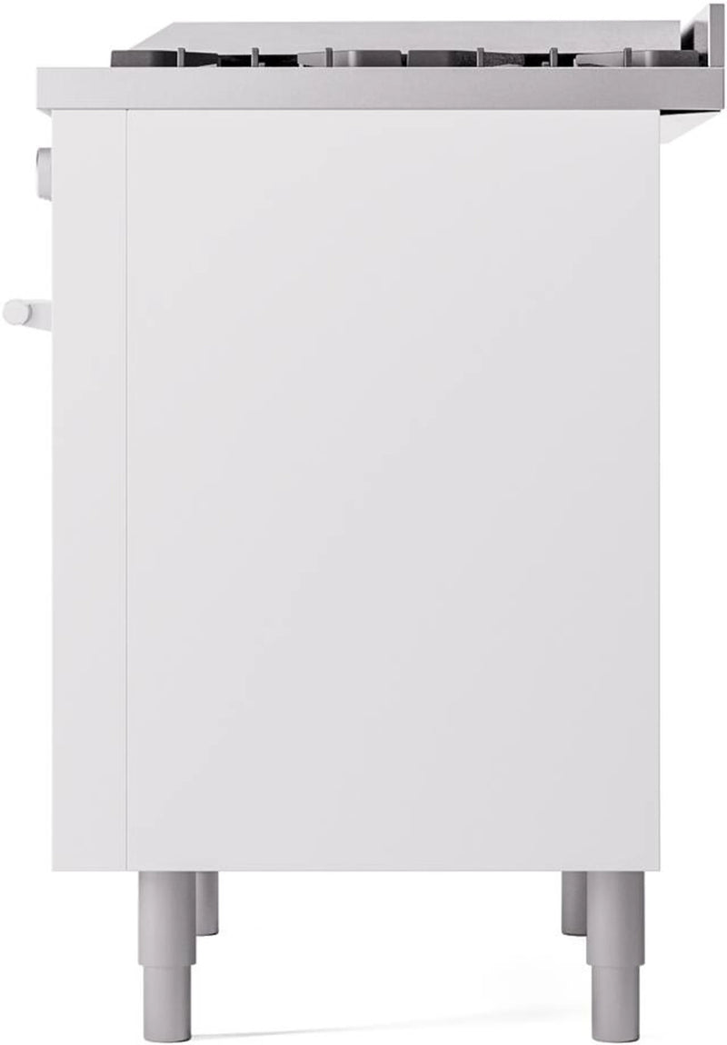 ILVE Professional Plus II 36-Inch Freestanding Dual Fuel Range with 6 Sealed Burner and Removable Griddle in White (UP36FWMPWH)