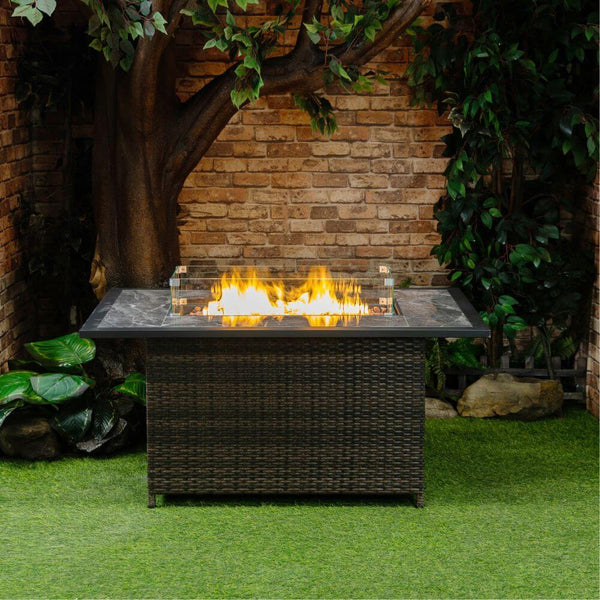 Deko Living 52-inch 50,000 BTU Brown Portable Wicker Propane Gas Fire Pit (COB10002)