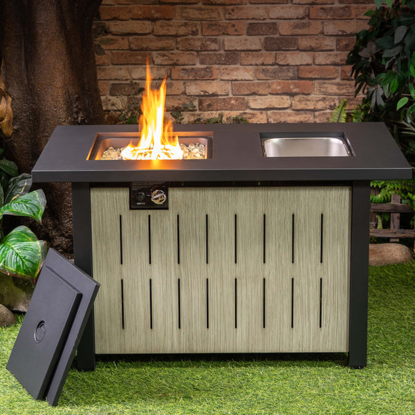 Deko Living 42-Inch Rectangular Outdoor 50,000 BTU Propane Firetable with Ice Bucket (COB10004)