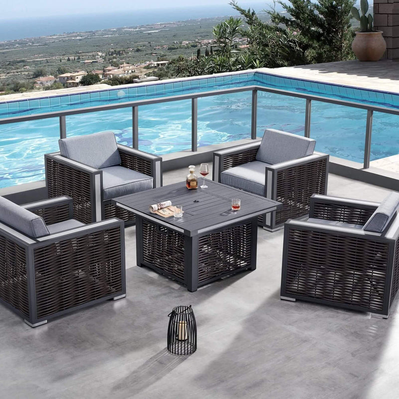 Deko Living Avola Outdoor Patio Set & Firepit (COP30902)