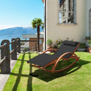 Deko Living Outdoor Cedar Wood Patio Lounge Chair with Black Textilene Fabric (COP20206BLK)