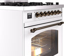 ILVE Nostalgie II 30-Inch Dual Fuel Freestanding Range in White with Bronze Trim (UP30NMPWHB)