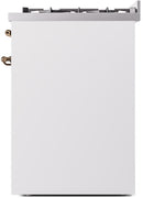 ILVE Nostalgie II 30-Inch Dual Fuel Freestanding Range in White with Bronze Trim (UP30NMPWHB)