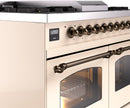 ILVE Nostalgie II 40-Inch Dual Fuel Freestanding Range with Removable Griddle in Antique White with Bronze Trim (UPD40FNMPAWB)