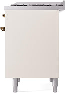 ILVE Nostalgie II 40-Inch Dual Fuel Freestanding Range with Removable Griddle in Antique White with Bronze Trim (UPD40FNMPAWB)