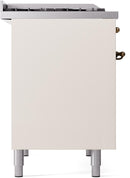 ILVE Nostalgie II 40-Inch Dual Fuel Freestanding Range with Removable Griddle in Antique White with Bronze Trim (UPD40FNMPAWB)