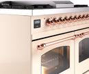 ILVE Nostalgie II 40-Inch Dual Fuel Freestanding Range with Removable Griddle in Antique White with Copper Trim (UPD40FNMPAWP)
