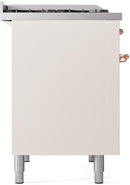 ILVE Nostalgie II 40-Inch Dual Fuel Freestanding Range with Removable Griddle in Antique White with Copper Trim (UPD40FNMPAWP)
