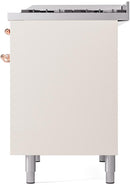 ILVE Nostalgie II 40-Inch Dual Fuel Freestanding Range with Removable Griddle in Antique White with Copper Trim (UPD40FNMPAWP)