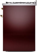 ILVE Nostalgie II 30-Inch Dual Fuel Freestanding Range in Burgundy with Brass Trim (UP30NMPBUG)