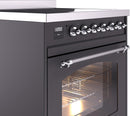 ILVE Nostalgie II 30-Inch Freestanding Electric Induction Range in Matte Graphite with Chrome Trim (UPI304NMPMGC)