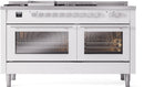 ILVE 60-Inch Professional Plus II Freestanding Dual Fuel Range with 7 Gas Burner and Removable Griddle in White (UP60FSWMPWH)
