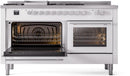 ILVE 60-Inch Professional Plus II Freestanding Dual Fuel Range with 7 Gas Burner and Removable Griddle in White (UP60FSWMPWH)