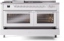ILVE 60-Inch Professional Plus II Freestanding Dual Fuel Range with 7 Gas Burner and Removable Griddle in White (UP60FSWMPWH)
