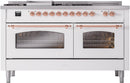 ILVE Nostalgie II 60-Inch Dual Fuel Freestanding Range with Removable Griddle in White with Copper Trim (UP60FSNMPWHP)