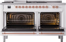 ILVE Nostalgie II 60-Inch Dual Fuel Freestanding Range with Removable Griddle in White with Copper Trim (UP60FSNMPWHP)