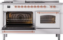 ILVE Nostalgie II 60-Inch Dual Fuel Freestanding Range with Removable Griddle in White with Copper Trim (UP60FSNMPWHP)