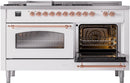 ILVE Nostalgie II 60-Inch Dual Fuel Freestanding Range with Removable Griddle in White with Copper Trim (UP60FSNMPWHP)