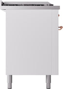 ILVE Nostalgie II 60-Inch Dual Fuel Freestanding Range with Removable Griddle in White with Copper Trim (UP60FSNMPWHP)