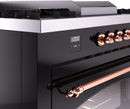 ILVE Nostalgie II 60-Inch Dual Fuel Freestanding Range with Removable Griddle in Glossy Black with Copper Trim (UP60FSNMPBKP)