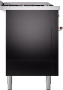 ILVE Nostalgie II 60-Inch Dual Fuel Freestanding Range with Removable Griddle in Glossy Black with Copper Trim (UP60FSNMPBKP)