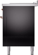 ILVE Nostalgie II 60-Inch Dual Fuel Freestanding Range with Removable Griddle in Glossy Black with Copper Trim (UP60FSNMPBKP)