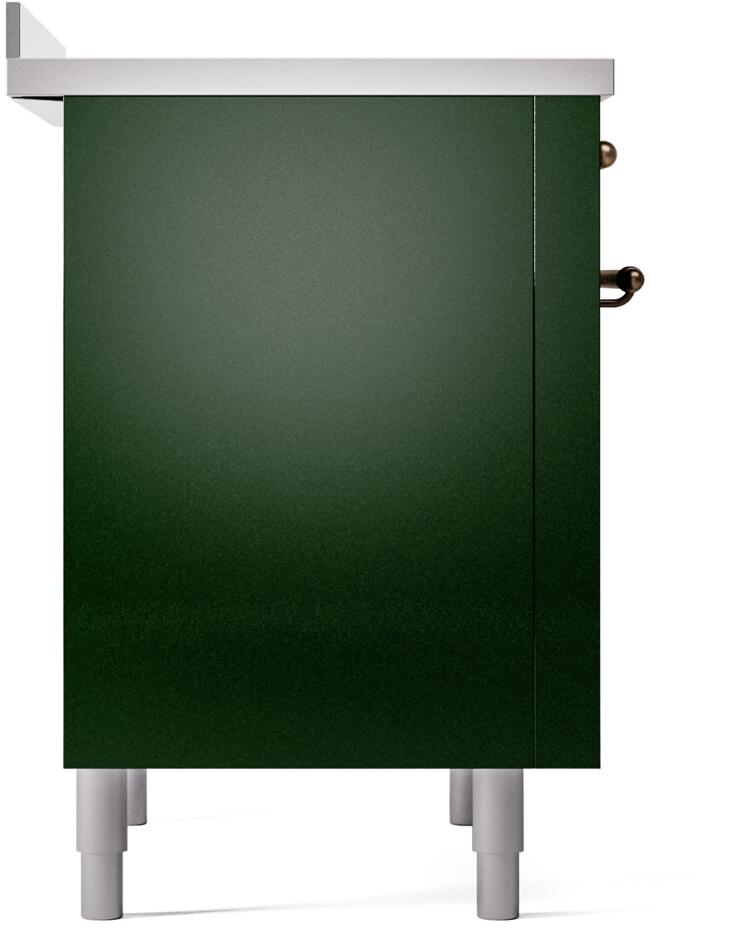 ILVE Nostalgie II 36-Inch Freestanding Electric Induction Range in Emerald Green with Bronze Trim (UPI366NMPEGB)