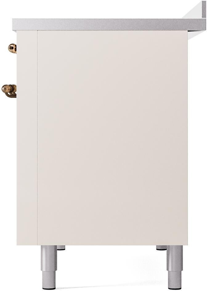 ILVE Nostalgie II 48-Inch Freestanding Electric Induction Range in Antique White with Bronze Trim (UPI486NMPAWB)