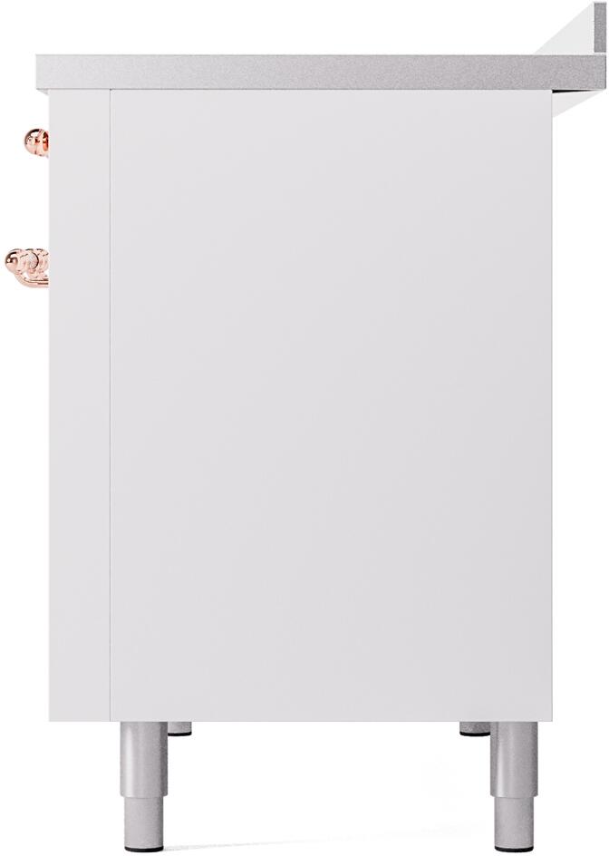 ILVE Nostalgie II 48-Inch Freestanding Electric Induction Range in White with Copper Trim (UPI486NMPWHP)