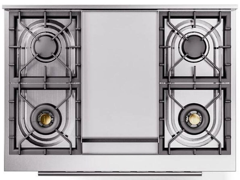ILVE Professional Plus II 36-Inch Freestanding Dual Fuel Range with 6 Sealed Burner and Removable Griddle in Matte Graphite (UP36FWMPMG)