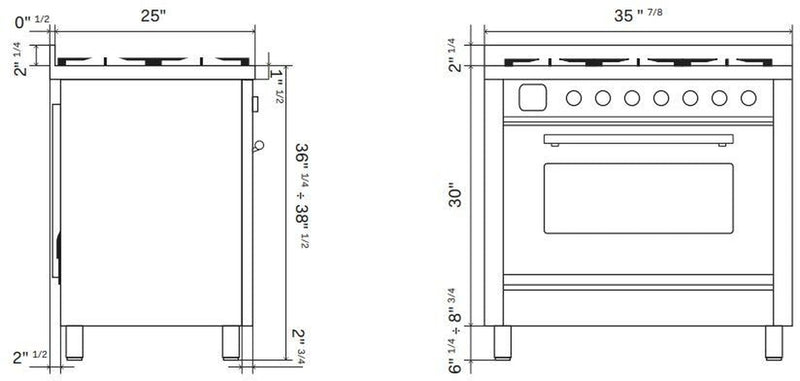 ILVE Professional Plus II 36-Inch Freestanding Dual Fuel Range with 6 Sealed Burner and Removable Griddle in Matte Graphite (UP36FWMPMG)