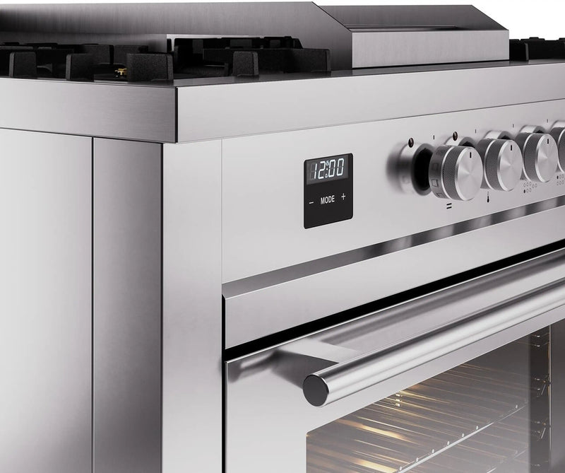 ILVE 60-Inch Professional Plus II Freestanding Dual Fuel Range with 7 Gas Burner and Removable Griddle in Stainless Steel (UP60FSWMPSS)
