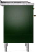 ILVE Nostalgie II 36-Inch Dual Fuel Freestanding Range with Removable Griddle in Emerald Green with Brass Trim (UP36FNMPEGG)