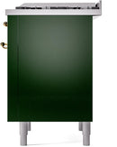 ILVE Nostalgie II 36-Inch Dual Fuel Freestanding Range with Removable Griddle in Emerald Green with Brass Trim (UP36FNMPEGG)