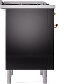 ILVE Nostalgie II 36-Inch Dual Fuel Freestanding Range with Removable Griddle in Glossy Black with Brass Trim (UP36FNMPBKG)